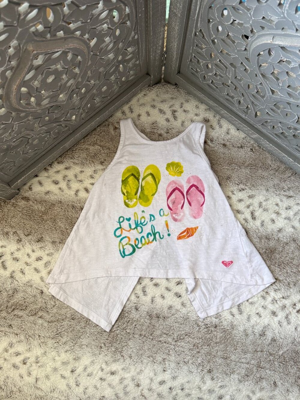 Roxy Girl open back tank top girls size 6 tropical beach summer party vacation